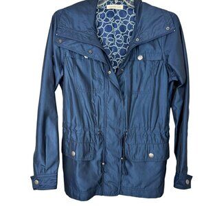 Coldwater Creek Windbreaker Navy Blue Shimmer Zip Snap Pockets Women's XS